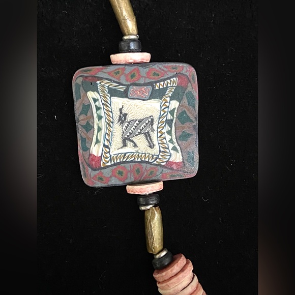 Rare Polymer Clay Necklace Animal Design. Artist Handcrafted Museum Exceptional! - Picture 5 of 9